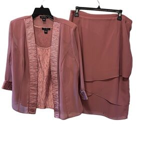 Le Bos 3 pc Skirt Set Formal Wear Size 14 Rose